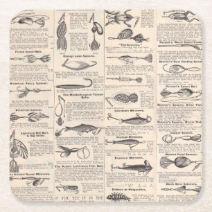Antikes Köderkatalog-Seite Vintage-Druck Rechteckiger Pappuntersetzer