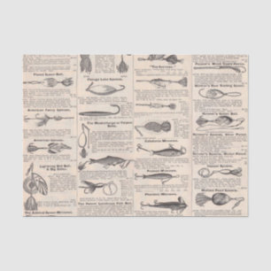 Antikes Köderkatalog-Seite Vintage-Druck Seidenpapier
