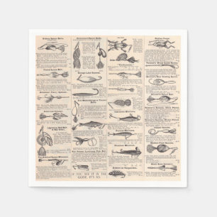 Antikes Köderkatalog-Seite Vintage-Druck Serviette