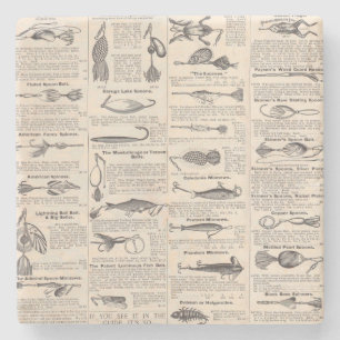 Antikes Köderkatalog-Seite Vintage-Druck Steinuntersetzer