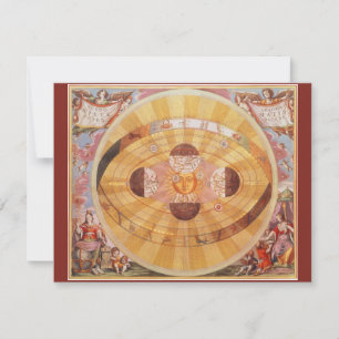 Antikes kopernikanisches Sonnensystem, Vintage Ast Einladung