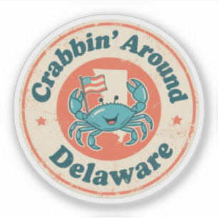 Antikes Krabbenfischen in Delaware Crab Aufkleber