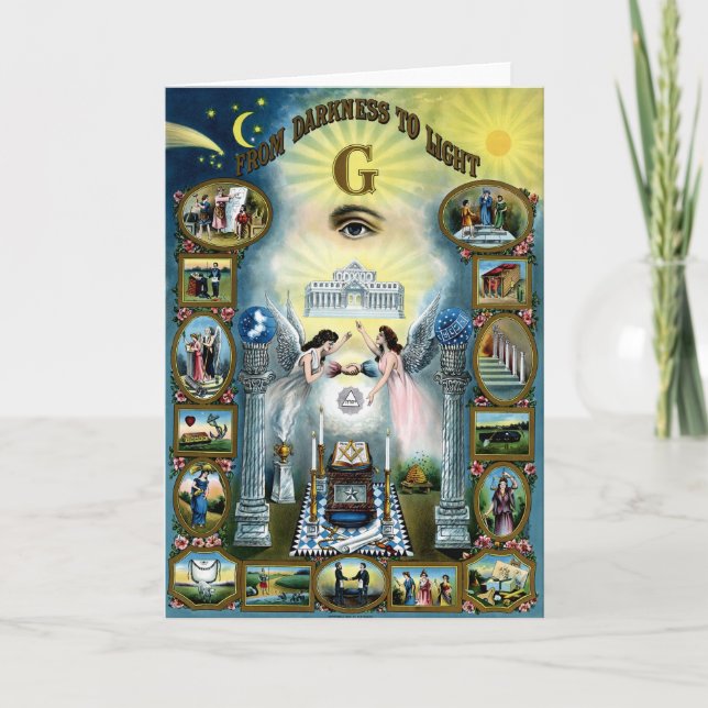 Antikes Kunsthandwerk Freimaurerei Masonic Hazen Karte (Vorderseite)