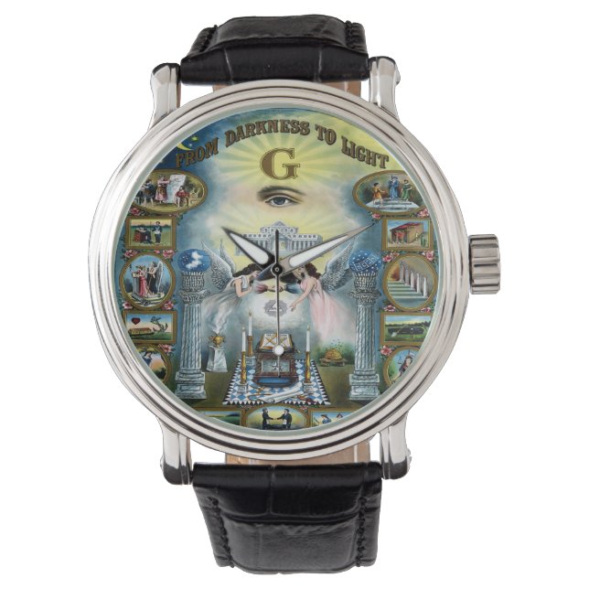 Antikes Kunsthandwerk Freimaurerei Masonic Hazen P Armbanduhr (Vorderseite)