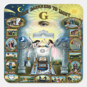 Antikes Kunsthandwerk Freimaurerei Masonic Hazen Quadratischer Aufkleber