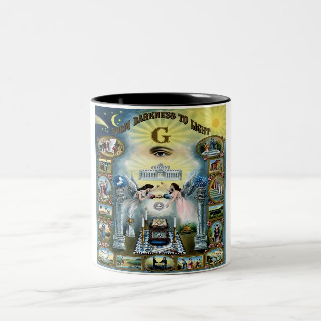 Antikes Kunsthandwerk Freimaurerei Masonic Hazen Zweifarbige Tasse (Mittel)