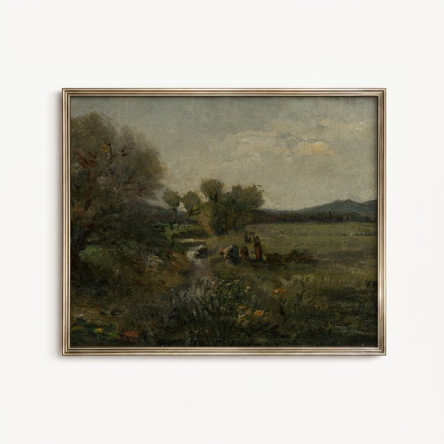 Antikes Landposter mit Bach Poster (Antique Countryside Creek Wall Art Poster - close-up view (frame/decor not included))