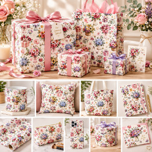 Antikes Lavendel-Blumenmuster weiche violette Blum Geschenkpapier