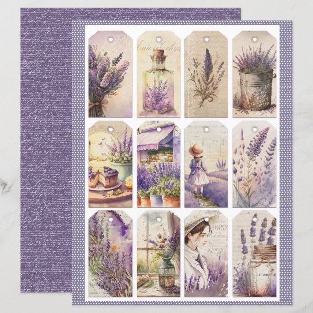 Antikes Lavendel-Journalpapierblatt (Vorne/Hinten)