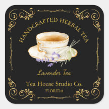 Antikes Lavendel-Tee-Quadrat-Label