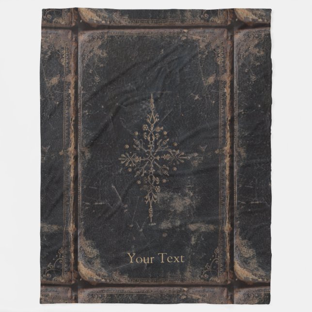Antikes Lederbuch Goldblatt Fleecedecke (Vorderseite)