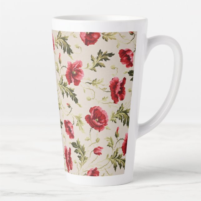 Antikes leuchtend rotes Mohnblumenmuster  Milchtasse (Rechts)