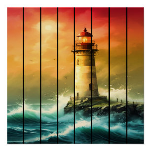 Antikes Leuchtturm Meer Strand Ozean Blick Poster
