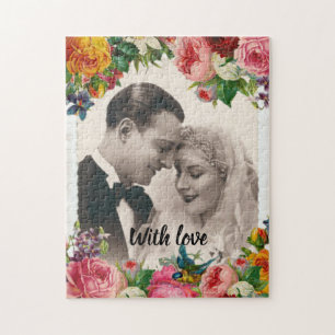 Antikes Liebespaar Hochzeitsrosen Puzzle