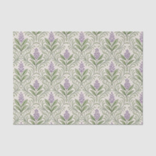Antikes lila Damast Blumen Botanik Creme Symmetris Seidenpapier
