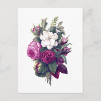 Antikes lila und weißes Blumenbouquet Postkarte