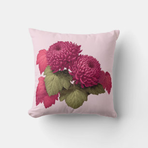 Antikes Magenta-Chrysantheme-Blumenmuster Kissen