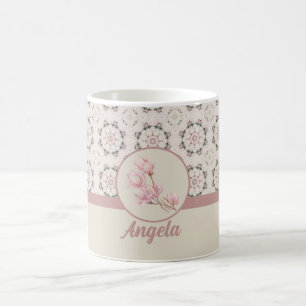 Antikes Magnolien-Blumen-Ephemerie-Muster Kaffeetasse