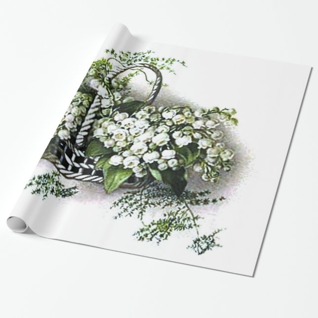 Antikes Maiglöckchen-Blumenkorb Geschenkpapier (Ungerollt)