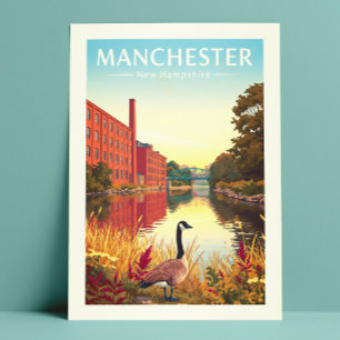 Antikes Manchester New Hampshire Postkarte
