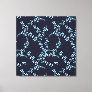 Antikes Marineblau Garten Blumen Nacht Leinwanddruck