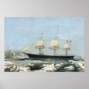 Antikes maritimes Segelschiff Eisberg Wandkunst Poster