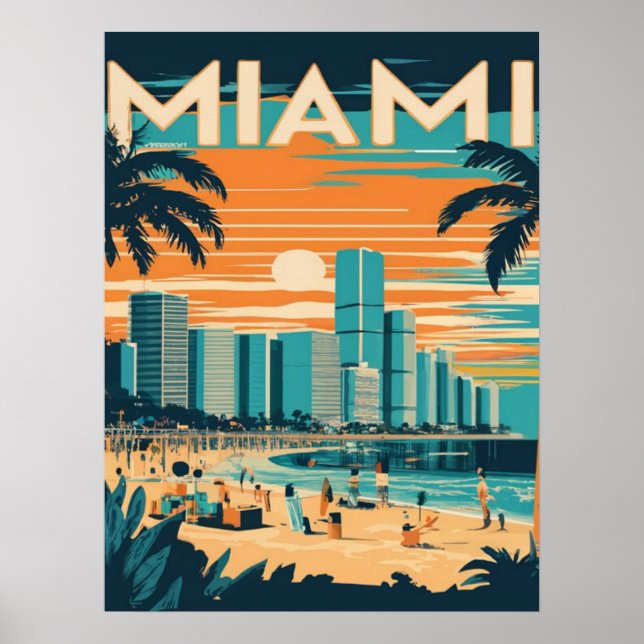 Antikes Miami Florida Poster (Vorne)