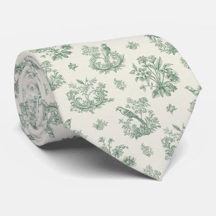 Antikes Mintgrün-Vogel-Toile-Blumenmuster Krawatte