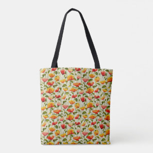 Antikes Mohnblumen Orange-Rotes Blumenmuster