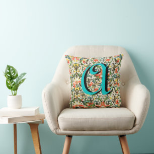 Antikes, monogrammtes Blumenkissen Kissen
