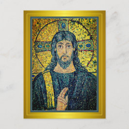 Antikes Mosaikbild Jesu Christi der Erlöser Postkarte