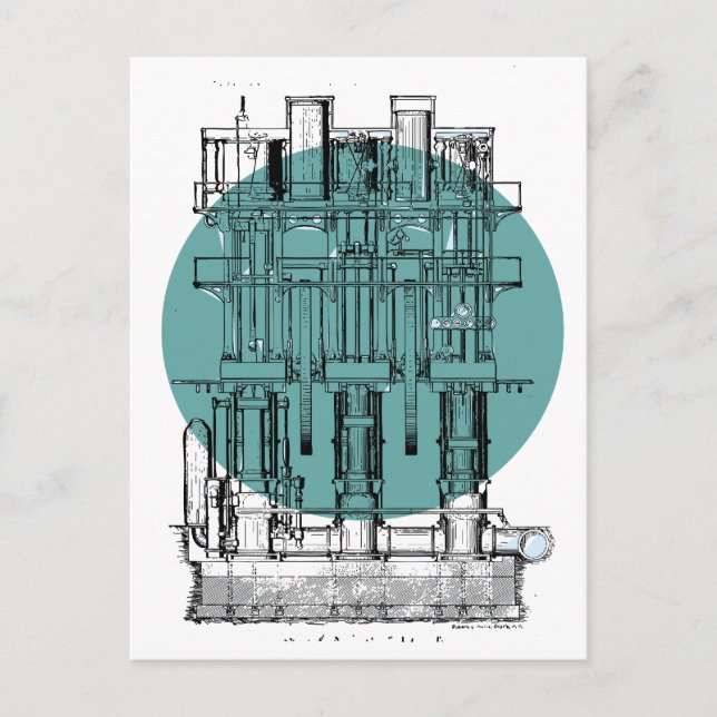 Antikes Motor-Diagramm Postkarte (Vorderseite)