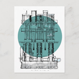 Antikes Motordiagramm Postkarte