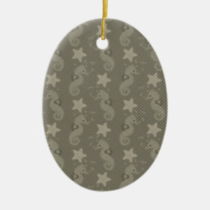 Antikes Muster mit Seepferdchen und Seesternen Keramikornament