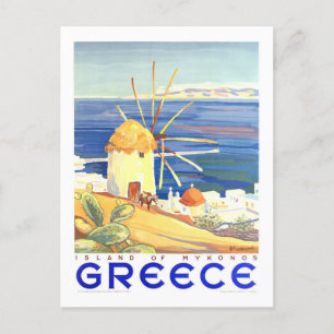 Antikes Mykonos, Griechenland, Reiseplakat Postkarte