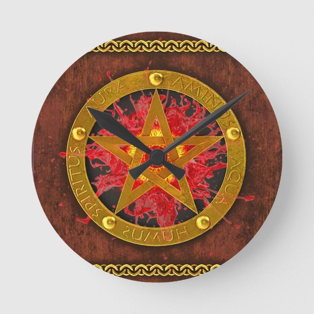 Antikes mystisches Zauber von magischen Zaubern un Runde Wanduhr (Vorderseite)