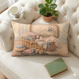 Antikes Nähkörbchen Landhausstil Pastell Lendenkissen