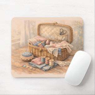 Antikes Nähkörbchen Landhausstil Pastell Mousepad