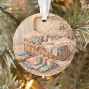 Antikes Nähkörbchen Landhausstil Pastell Ornament