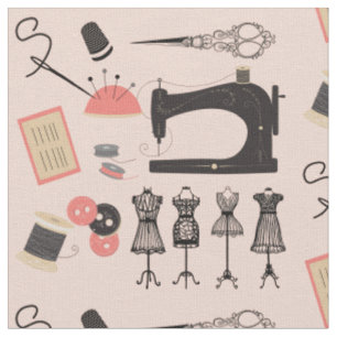 Antikes Nähmaschinen-Handwerk Nähen Thema Design Stoff