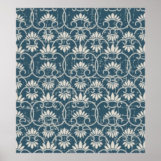 Antikes Nahtloses Retro abgenutztes HintergrundRet Poster (Vorne)