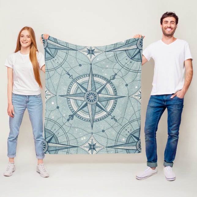 Antikes nautisches Kompassrosenmuster Fleecedecke (Beispiel)