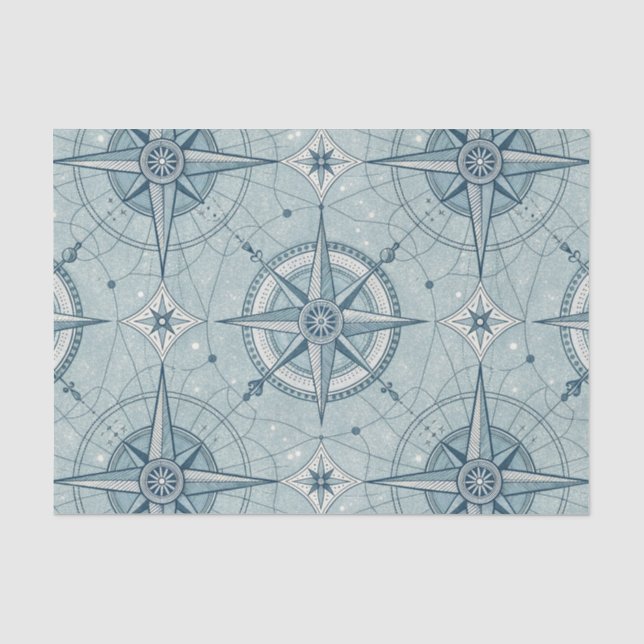 Antikes nautisches Kompassrosenmuster Seidenpapier (Vorderseite)