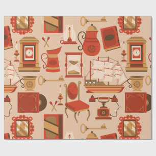 antikes nautisches retro maritimes Schiff Geschenkpapier