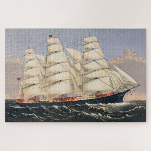 Antikes nautisches Segelschiff Currier & Ives Puzzle