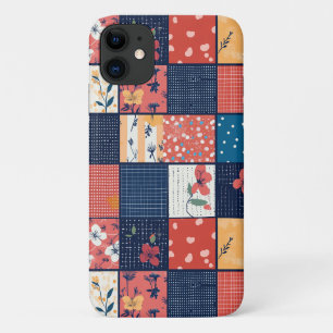 Antikes Navy-Korallen-Blumen-Patchwork-Quilt Case-Mate iPhone Hülle