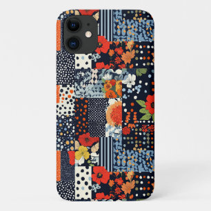 Antikes Navy-Korallen-Blumen-Patchwork-Quilt Case-Mate iPhone Hülle