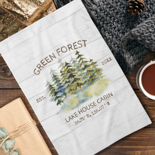 Antikes Nebel-Kiefernwald-Seehäuschen-Ferienhaus L Geschirrtuch