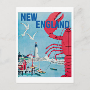 Antikes New England Hummer Leuchtturm Reiseplakat Postkarte