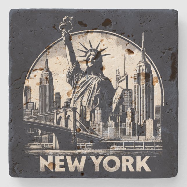 Antikes New York Steinuntersetzer (Vorderseite)